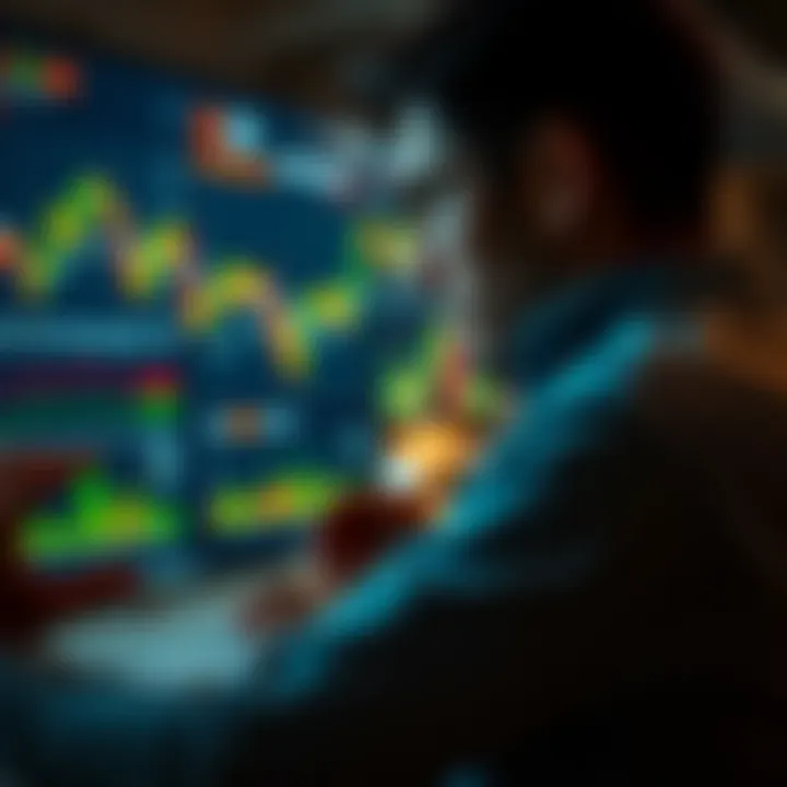 Analyzing Stock Charts A close-up of a person analyzing stock charts and graphs