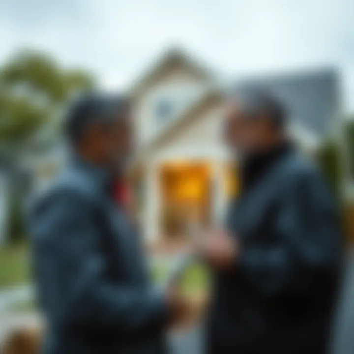 An appraiser evaluating the exterior of a home.