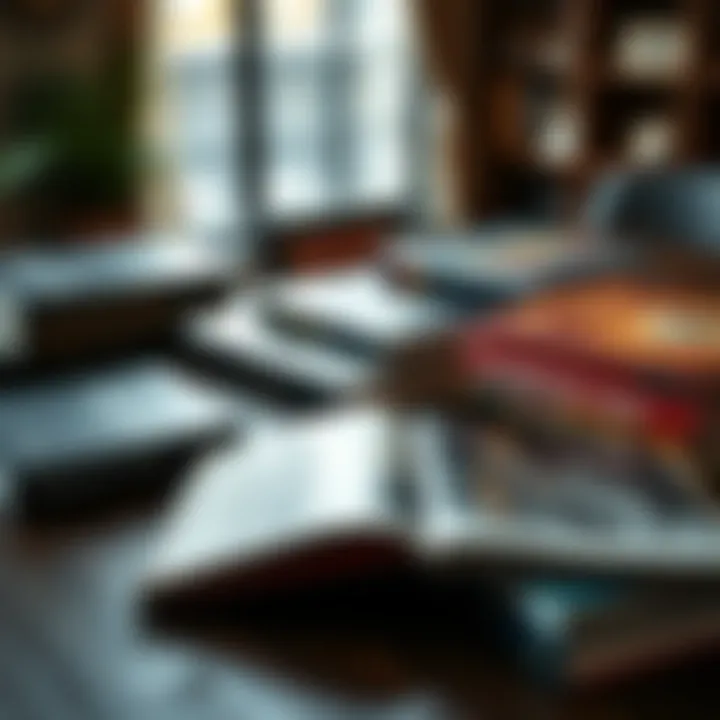 Classic Investing Titles A group of classic stock market investing titles spread out on a table