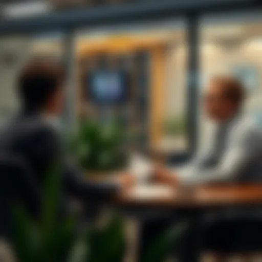 Client Meeting for Investment Strategies A financial advisor conducting a meeting with a client to discuss investment strategies.