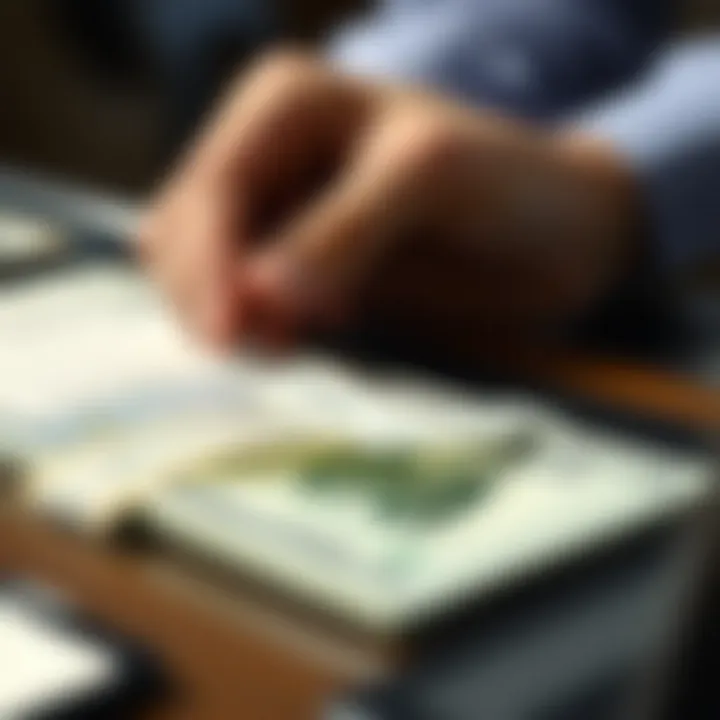 Preparing Money Order for Deposit Close-up of a money order being prepared for deposit