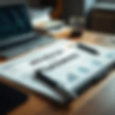 A strategic plan laid out on a desk with a laptop