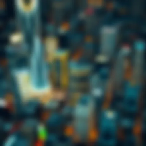 Aerial view of a bustling financial district representing brokerage firms.