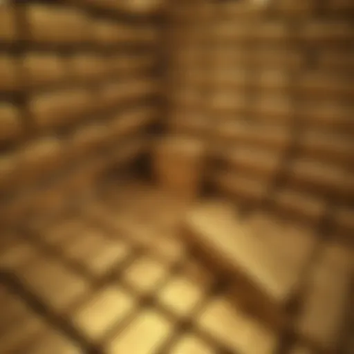 Golden bullion bars stacked in a secure vault