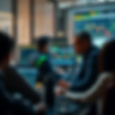 Collaborative Trading Strategies A group of traders discussing strategies in a virtual meeting