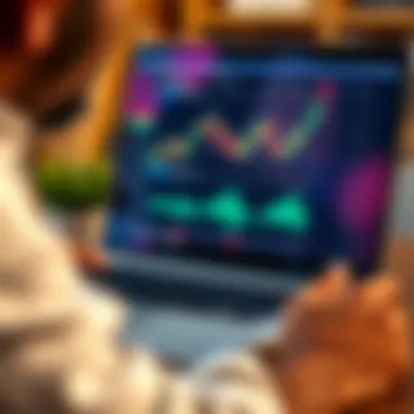 Engaging with Online Learning Close-up of a laptop screen showing an online trading course