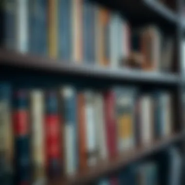 A bookshelf filled with Warren Buffett's books