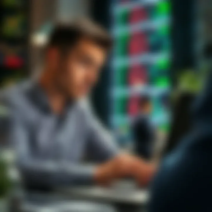 Market Data Analysis A focused individual studying market data on a laptop