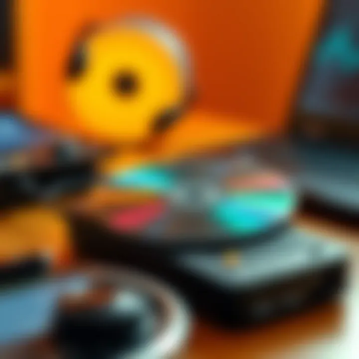 Navigating Between Physical and Digital Music Formats A seamless transition from a physical CD to a digital format on a device