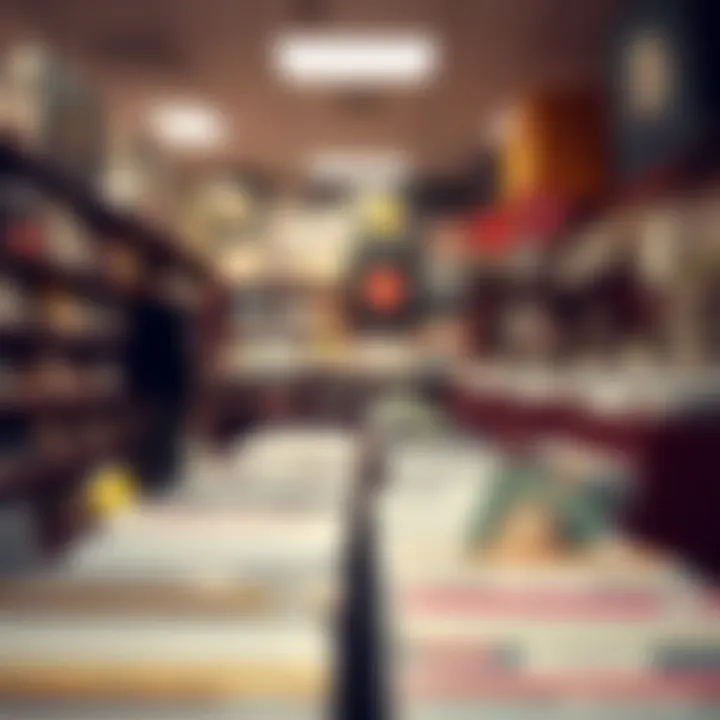 Discovering a Record Store Filled with Musical Treasures An inviting record store showcasing different sections of music genres