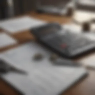 Calculator and financial documents on a desk