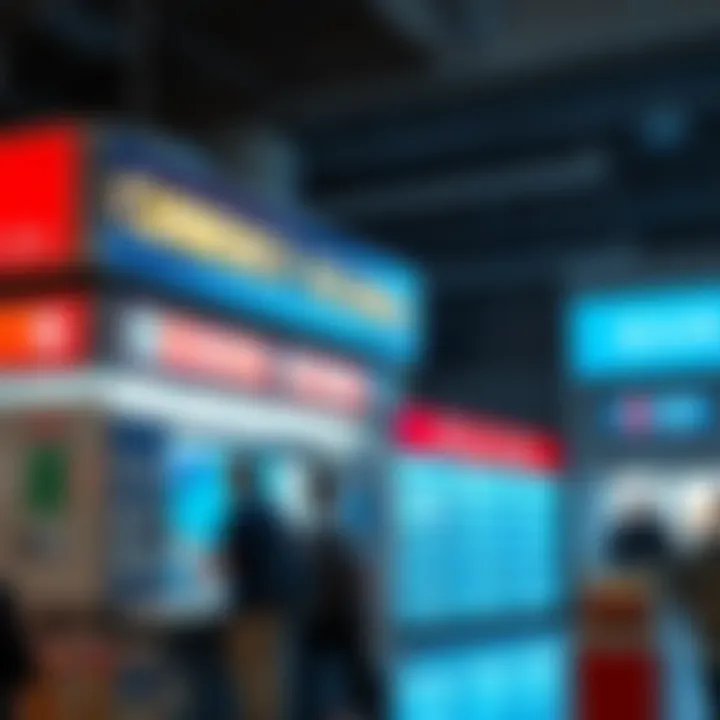 A bustling currency exchange service counter