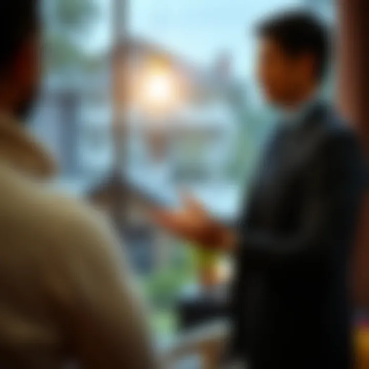 Engaging Property Presentation A real estate agent presenting a property to prospective buyers