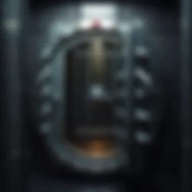A secure bank vault with steel doors and locks