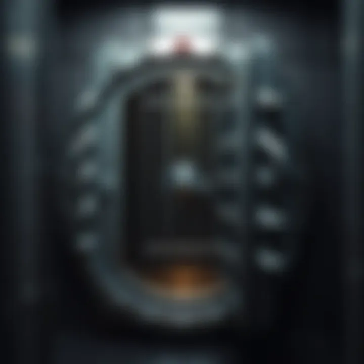 A secure bank vault with steel doors and locks