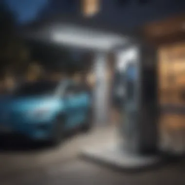Public Electric Vehicle Charging Station Electric vehicle charging at a public station
