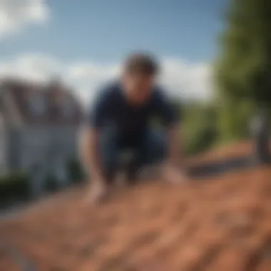 A qualified inspector examining the roof of a house