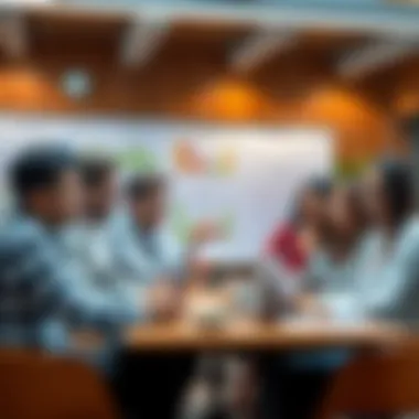 Collaborative Learning Atmosphere Illustration of a diverse group engaging in a discussion