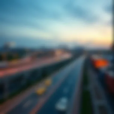 Infrastructure Projects Overview A detailed illustration of infrastructure projects like bridges and highways