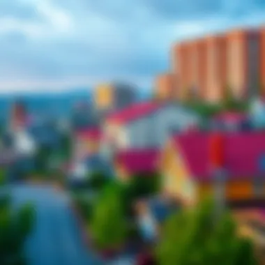 Diverse Real Estate Types An expansive view of diverse real estate types including residential and commercial properties