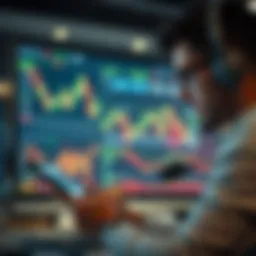 A trader analyzing stock charts on a digital device