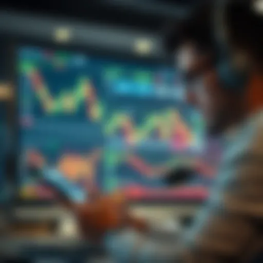 A trader analyzing stock charts on a digital device