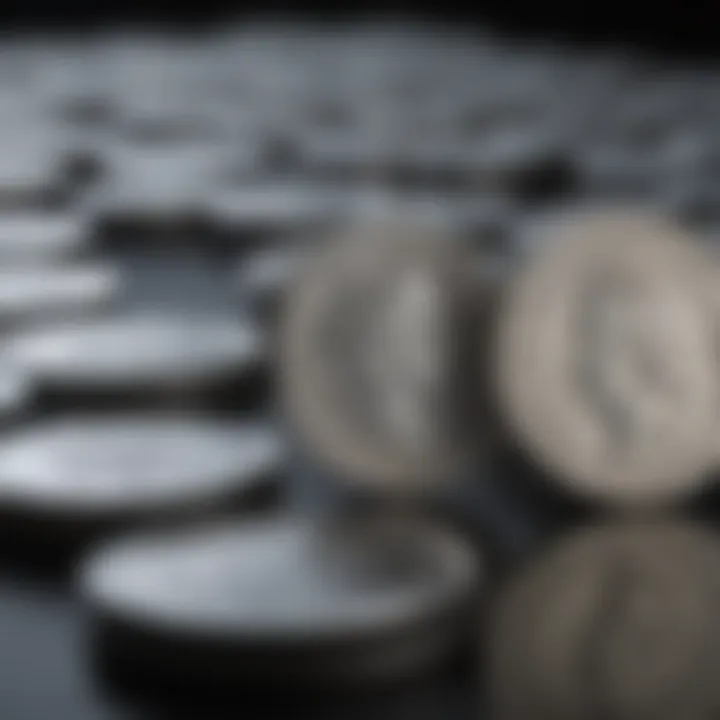 Silver coins reflecting light illustrating investment potential